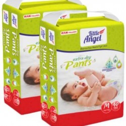 Little Angel Baby Diaper Pants (2 x 40 Pcs) - M  (80 Pieces)