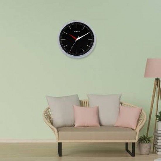 Timex Analog 30.5 cm X 30.5 cm Wall Clock  (Grey, With Glass)