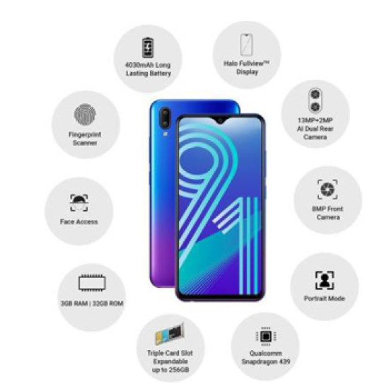 vivo Y91 (Nebula Purple, 32 GB)  (3 GB RAM)