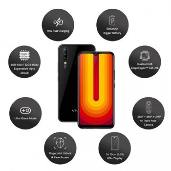 vivo U10 (Thunder Black, 32 GB)  (3 GB RAM)