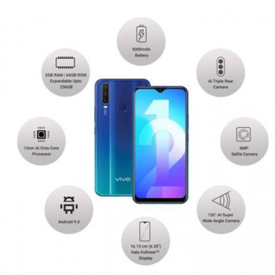 vivo Y12 (Aqua Blue, 64 GB)  (3 GB RAM)