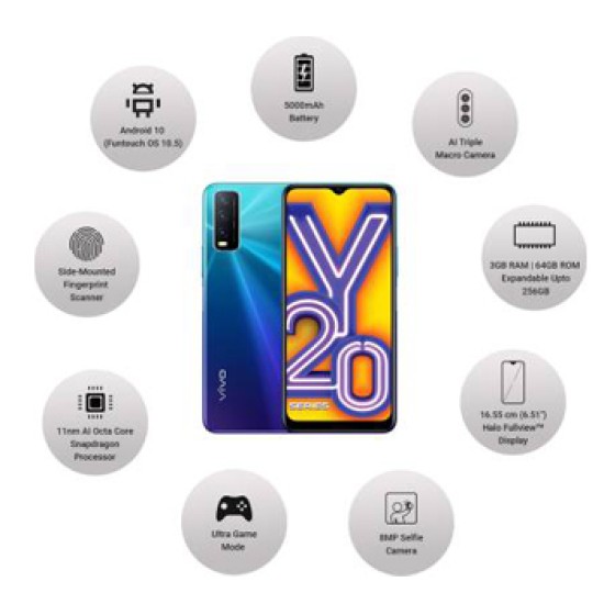 vivo Y20i (Nebula Blue, 64 GB)  (3 GB RAM)