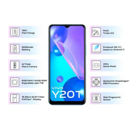 vivo Y20T (Purist Blue, 64 GB)  (6 GB RAM)