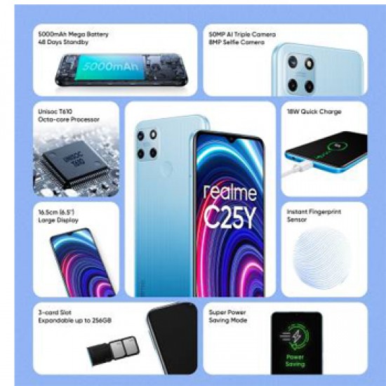 Realme C25Y (Glacier Blue, 128 GB)  (4 GB RAM)