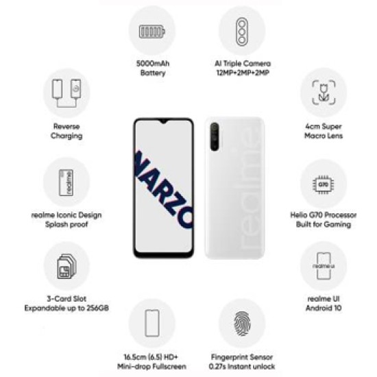 realme Narzo 10A (So White, 64 GB)  (4 GB RAM)